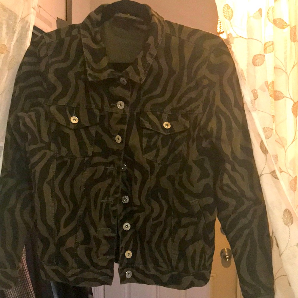 Black and olive green jean jacket
